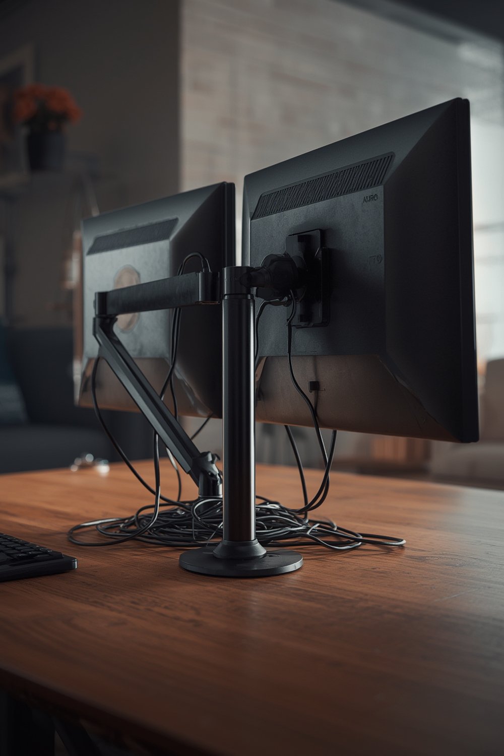 Dual Monitor Arm Cable Management - Illustration 1