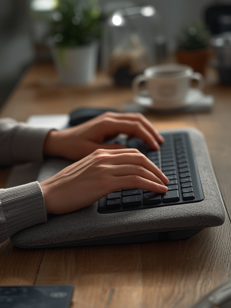 ergonomic keyboard in action