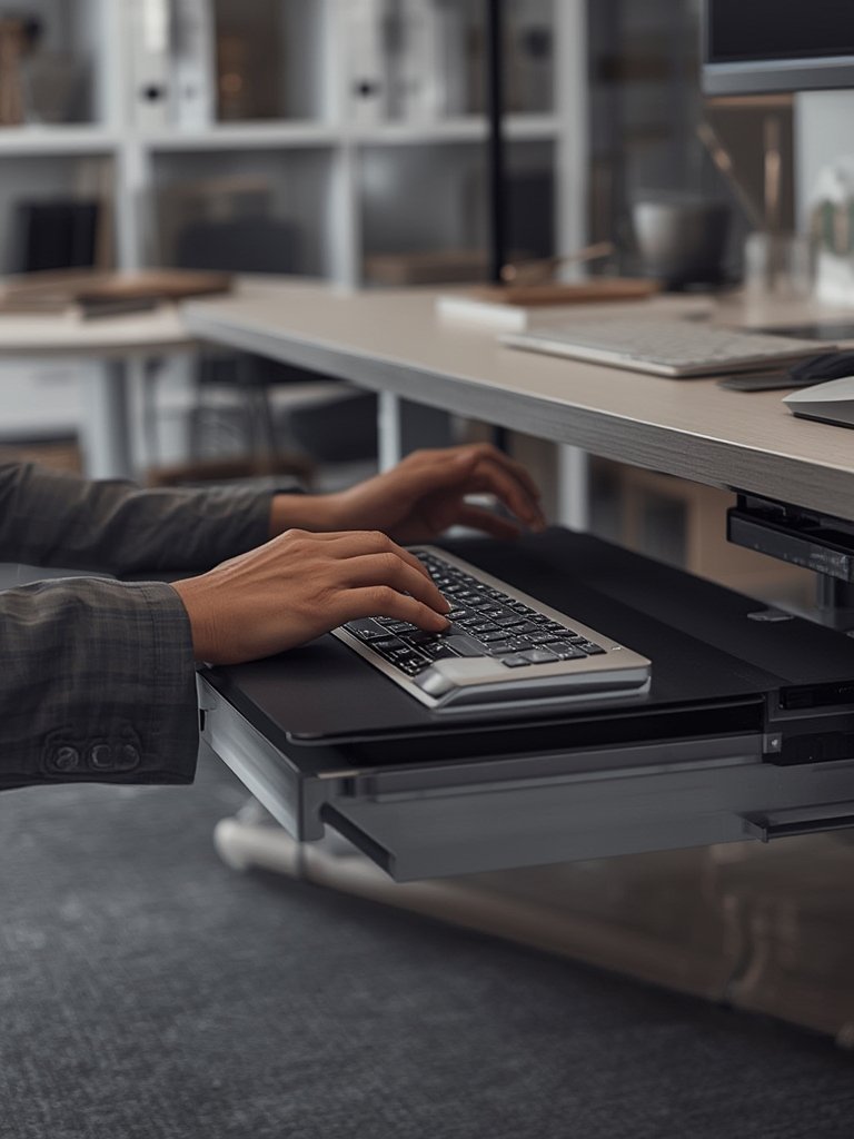 keyboard drawer in action